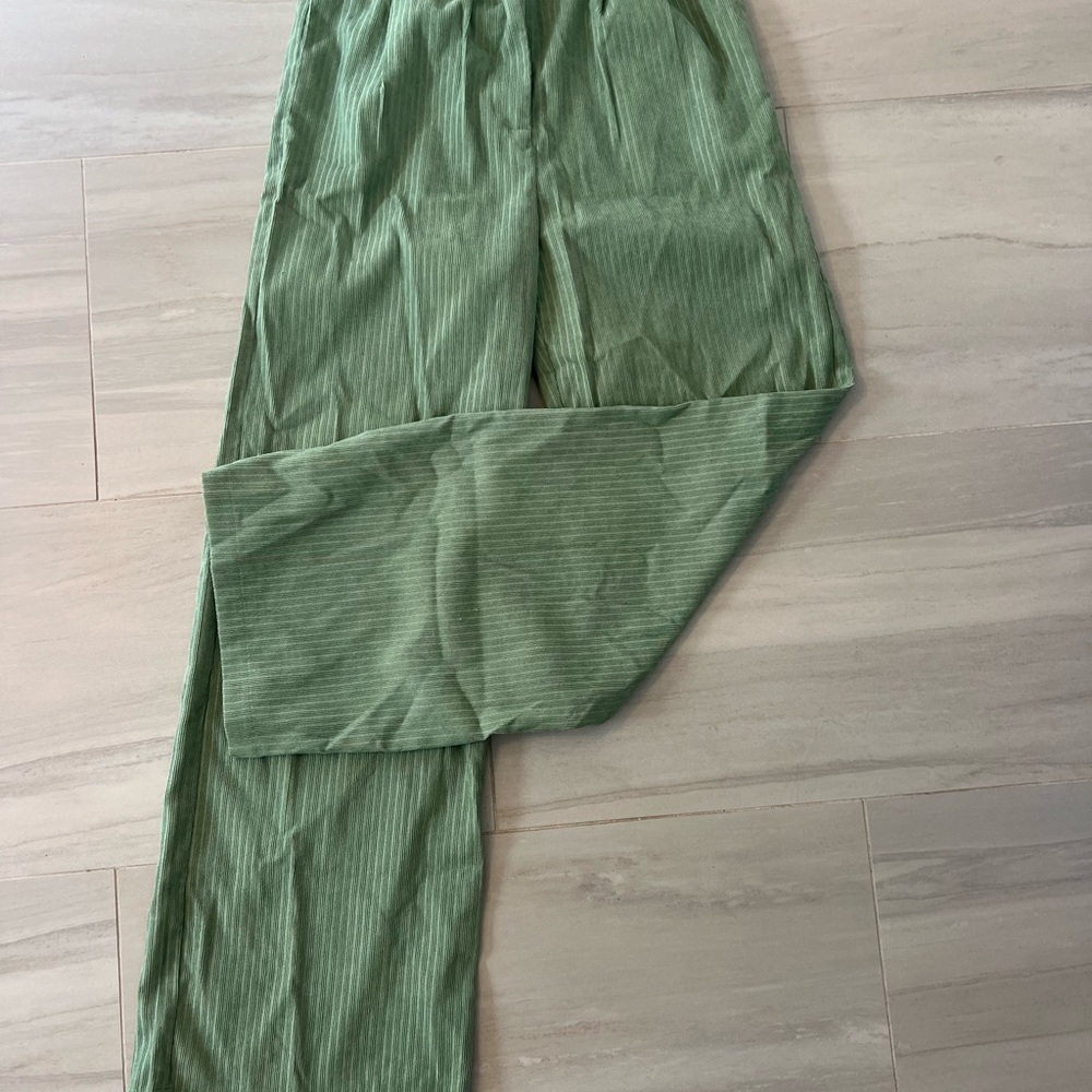 SHEIN Green Corduroy Pants Relaxed Fit